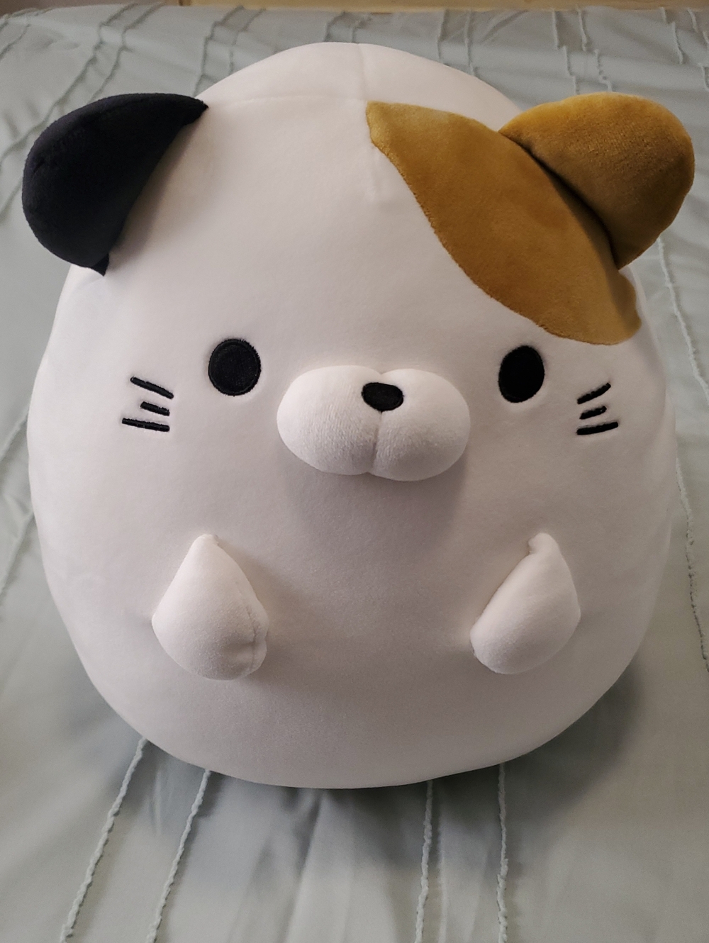 Plush Calico Cat Stuffed Animal - White with Black & Brown Accents
